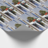 kerstpapier en omheining met witte omheining cadeaupapier (Hoek)
