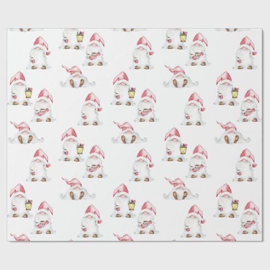 kerstpapier - Gnomen met cadeaus Cadeaupapier (Vlak)