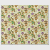 kerstpapier Gold Angel Paarse ballen Cadeaupapier (Vlak)