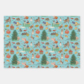 kerstpapier - Grappig stootje blauw Inpakpapier Vel (Voorkant 2)