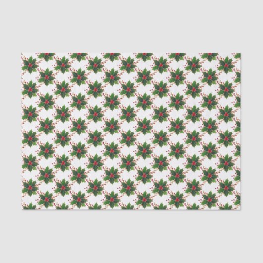 kerstpapier Holly Berry Tissuepapier (Voorkant)