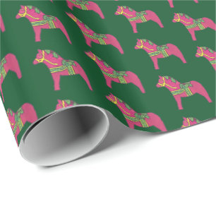 kerstpapier Holly Dala Horse Wrapping Paper Cadeaupapier