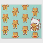 kerstpapier - Honger kat-ontbijtkoek Cadeaupapier (Vlak)