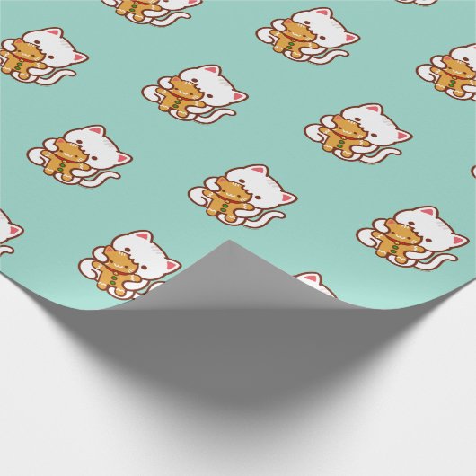 kerstpapier - Honger kat-ontbijtkoek Cadeaupapier (Hoek)