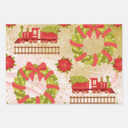 kerstpapier in bladen inpakpapier vel (Voorkant 3)