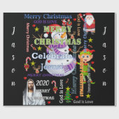kerstpapier Jezus kerstman 2020 Cadeaupapier (Vlak)