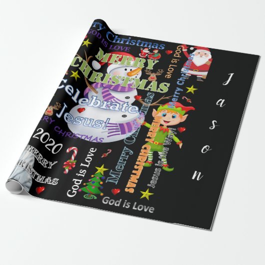 kerstpapier Jezus kerstman 2020 Cadeaupapier (Uitgerold)