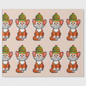 kerstpapier kat cadeaupapier (Vlak)