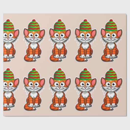 kerstpapier kat cadeaupapier (Vlak)