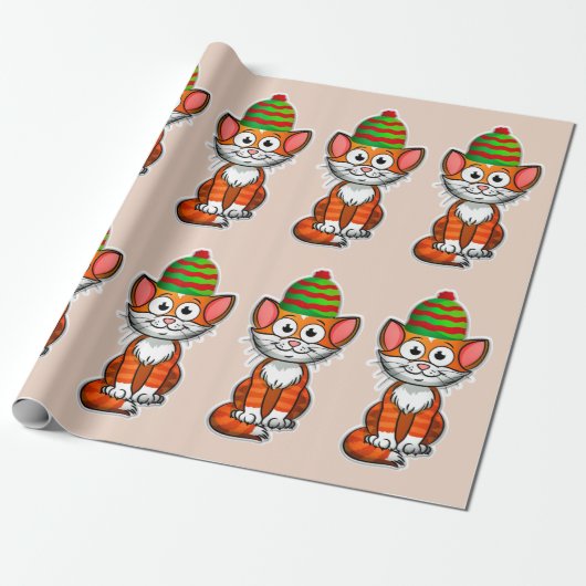 kerstpapier kat cadeaupapier (Uitgerold)