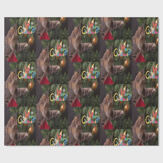 kerstpapier Kat Cadeaupapier (Vlak)