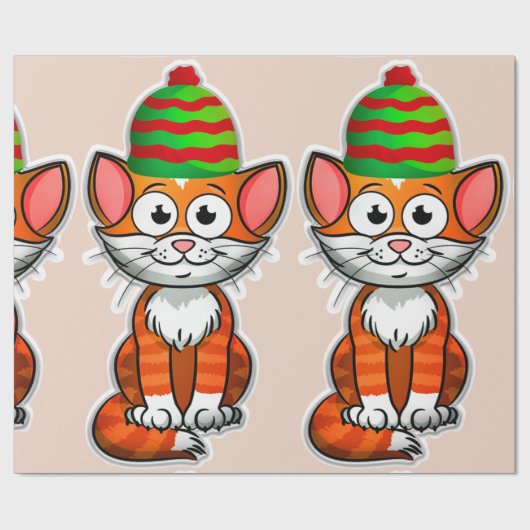 kerstpapier kat cadeaupapier (Vlak)