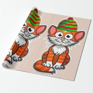 kerstpapier kat cadeaupapier