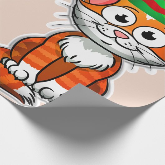 kerstpapier kat cadeaupapier (Hoek)