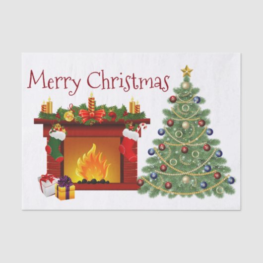 kerstpapier/kerstboom tissuepapier (Voorkant)