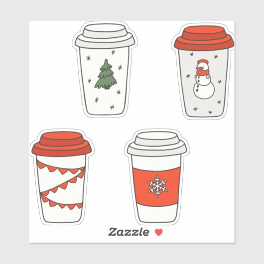 kerstpapier - Koffiebekers - Snowman Snowflake Sticker (Vel)
