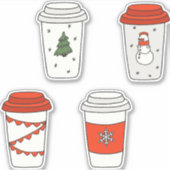 kerstpapier - Koffiebekers - Snowman Snowflake Sticker (Voorkant)