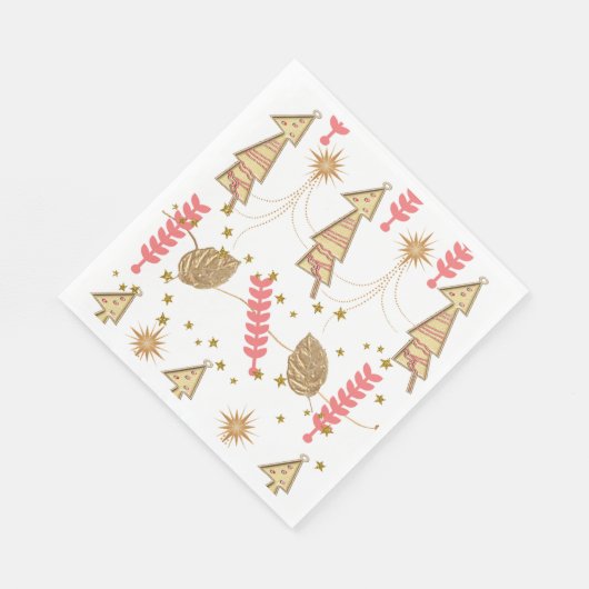 Kerstpapier Luiers, gouden bomen Servet (Hoek)