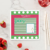 kerstpapier luiers, Joy Red Green Stripe Servet (Insitu)