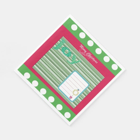 kerstpapier luiers, Joy Red Green Stripe Servet (Hoek)