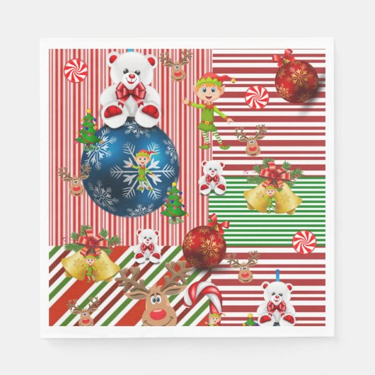 kerstpapier luiers, Merry Teddy Bear Servet (Voorkant)