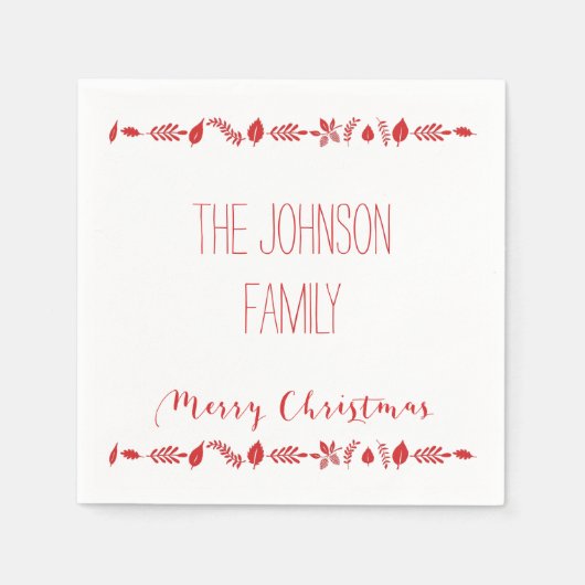 kerstpapier luiers met rode bladeren servet (Voorkant)