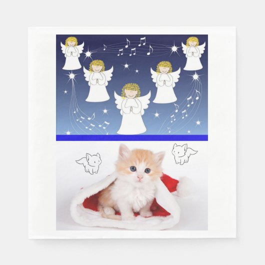 Kerstpapier luiers, pretkerst, Kitten Servet (Voorkant)