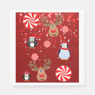 kerstpapier luiers, pretkerst, pinguïn servet