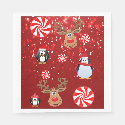 kerstpapier luiers, pretkerst, pinguïn servet (Voorkant)