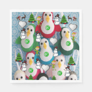 kerstpapier luiers, pretkerst, pinguïn servet