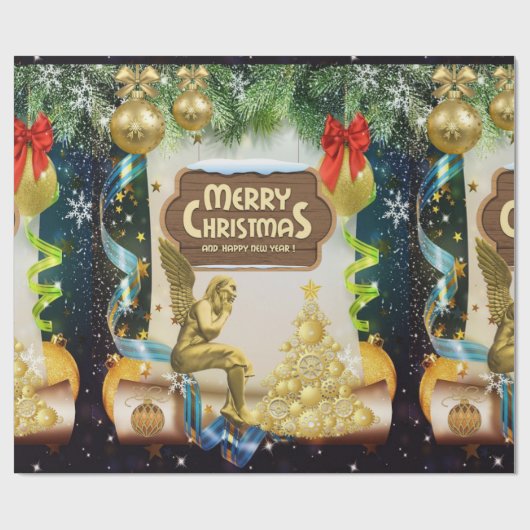 kerstpapier Merry kerstengel Cadeaupapier (Vlak)