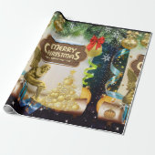 kerstpapier Merry kerstengel Cadeaupapier (Uitgerold)