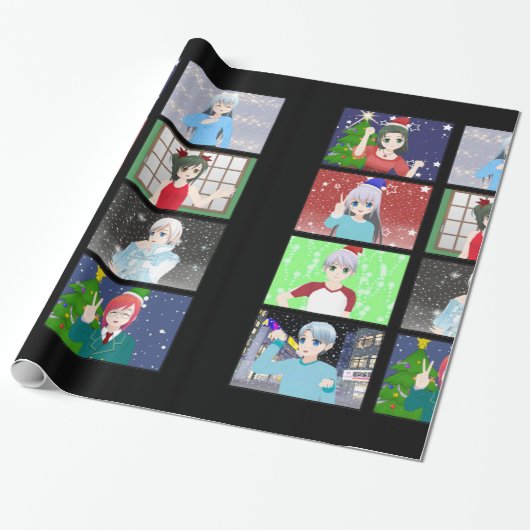 kerstpapier met animatiemostijl cadeaupapier (Uitgerold)