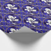 Kerstpapier met blauw Beer en gouden vulling Cadeaupapier (Hoek)