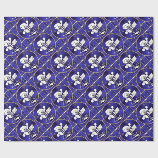 Kerstpapier met blauw Beer en gouden vulling Cadeaupapier (Vlak)