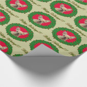 kerstpapier met Bulldog, groen omslagpapier Cadeaupapier (Hoek)