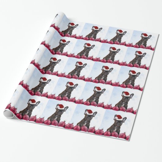 kerstpapier met bulledog cadeaupapier (Uitgerold)