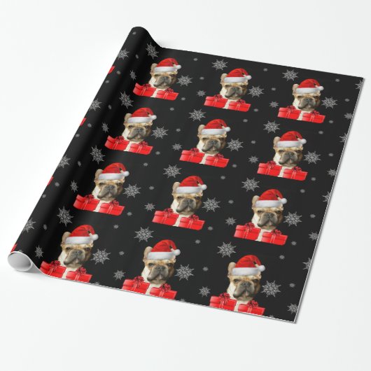 kerstpapier met bulledog cadeaupapier (Uitgerold)