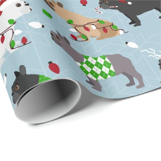 kerstpapier met bulledog cadeaupapier (Rol Hoek)
