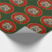 kerstpapier met bulledophond cadeaupapier (Hoek)