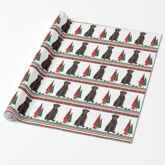 kerstpapier met chocolade-lab cadeaupapier (Uitgerold)