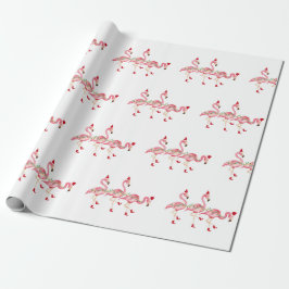 kerstpapier met flamingos cadeaupapier