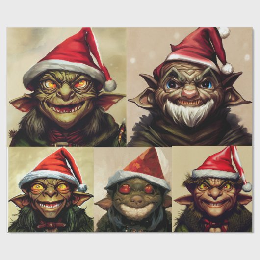 kerstpapier met goblin-vulling cadeaupapier (Vlak)