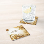 Kerstpapier met Gouden Bladeren Onderzetter (Insitu)