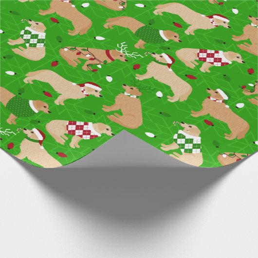 kerstpapier met gouden rugriever cadeaupapier (Hoek)