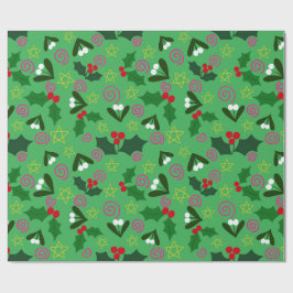 Kerstpapier met hulst en maretak cadeaupapier