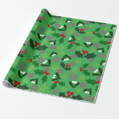 Kerstpapier met hulst en maretak cadeaupapier (Uitgerold)