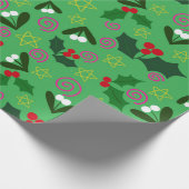 Kerstpapier met hulst en maretak cadeaupapier (Hoek)