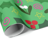 Kerstpapier met hulst en maretak cadeaupapier (Rol Hoek)