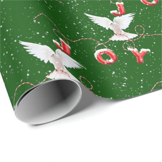 kerstpapier met joy dove en sneeuwvlokken cadeaupapier (Rol Hoek)